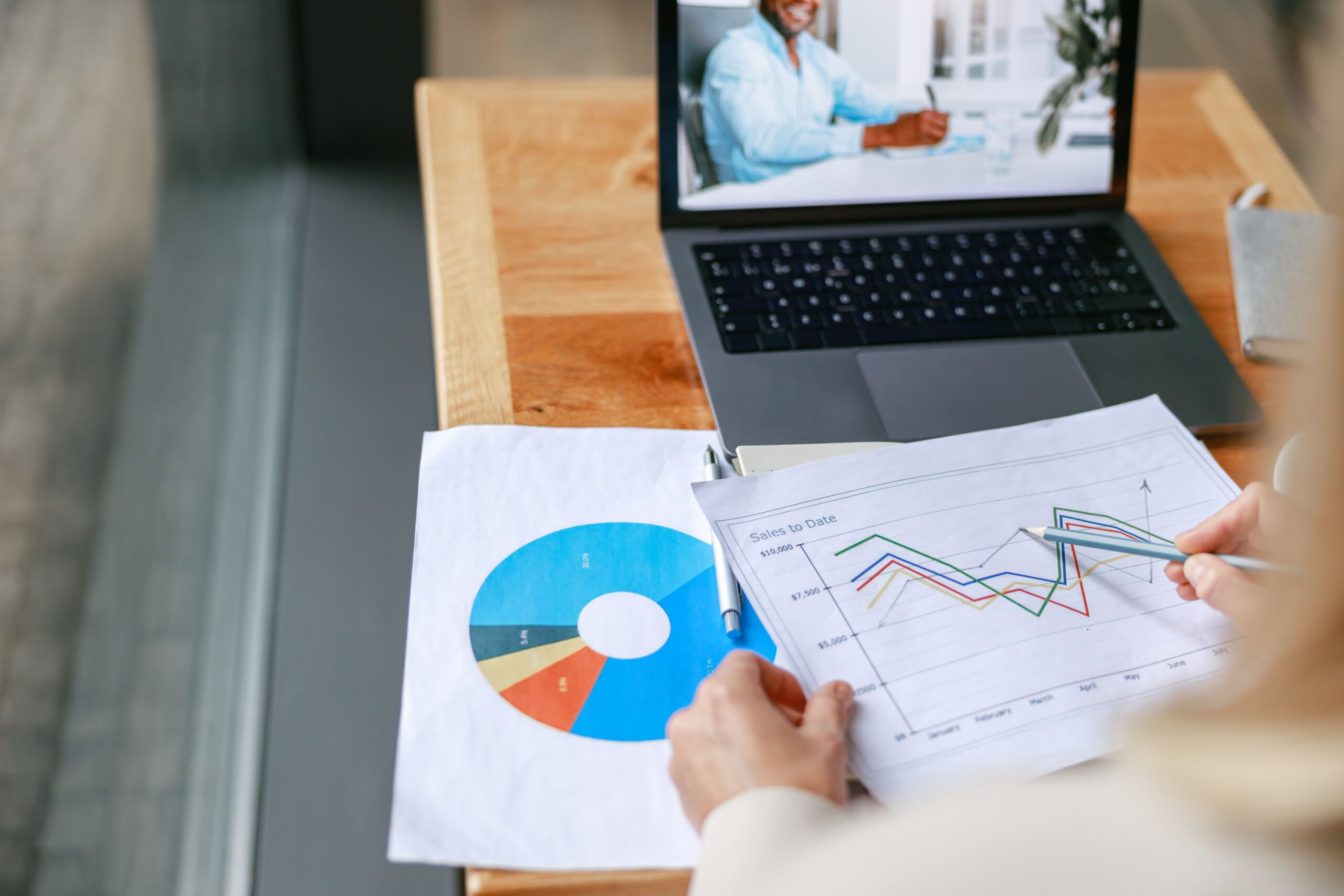 Accountant reviewing online financial statements virtual bookkeeping services